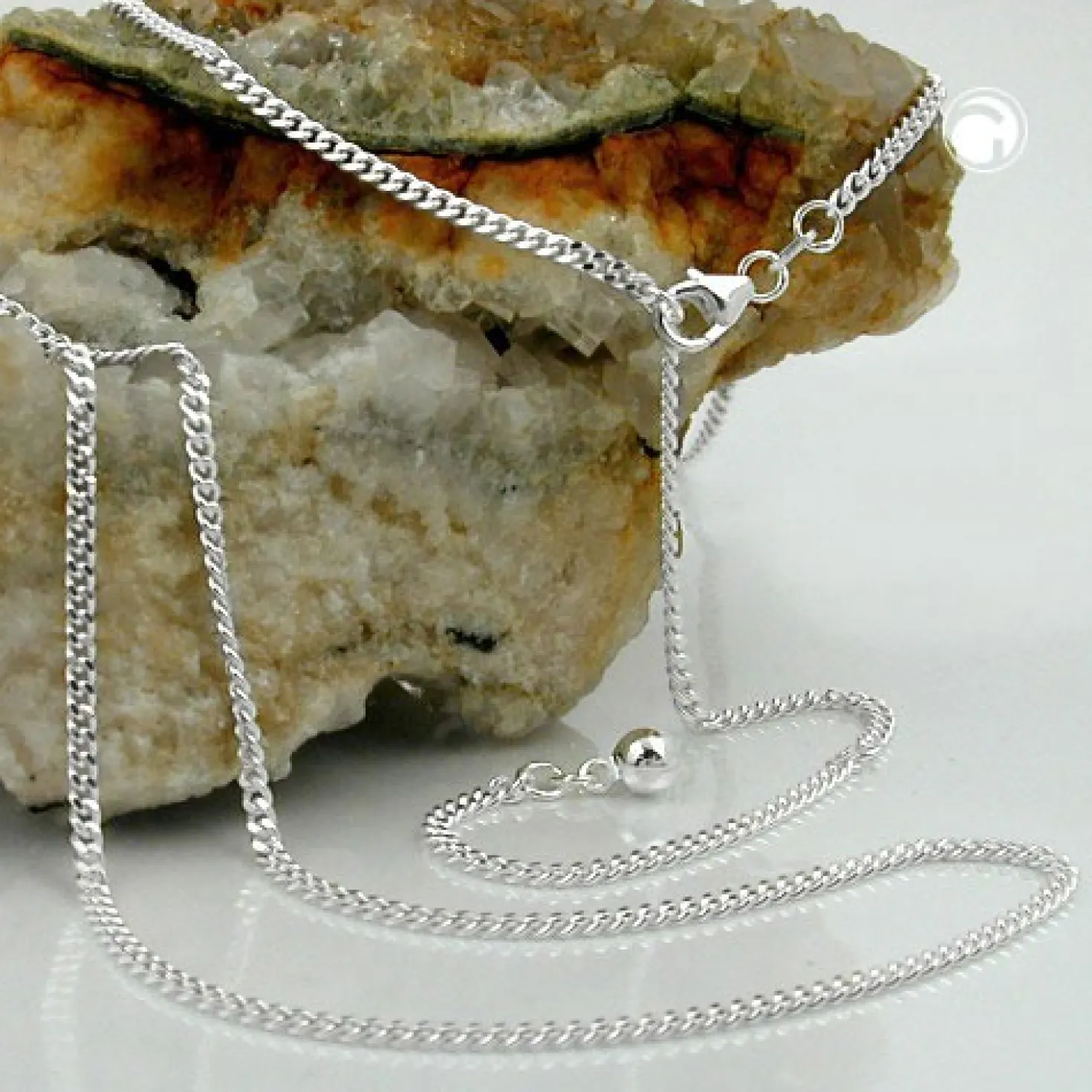 2mm Panzerkette Kette Collier Halskette, 925 Silber, diamantiert 60cm
