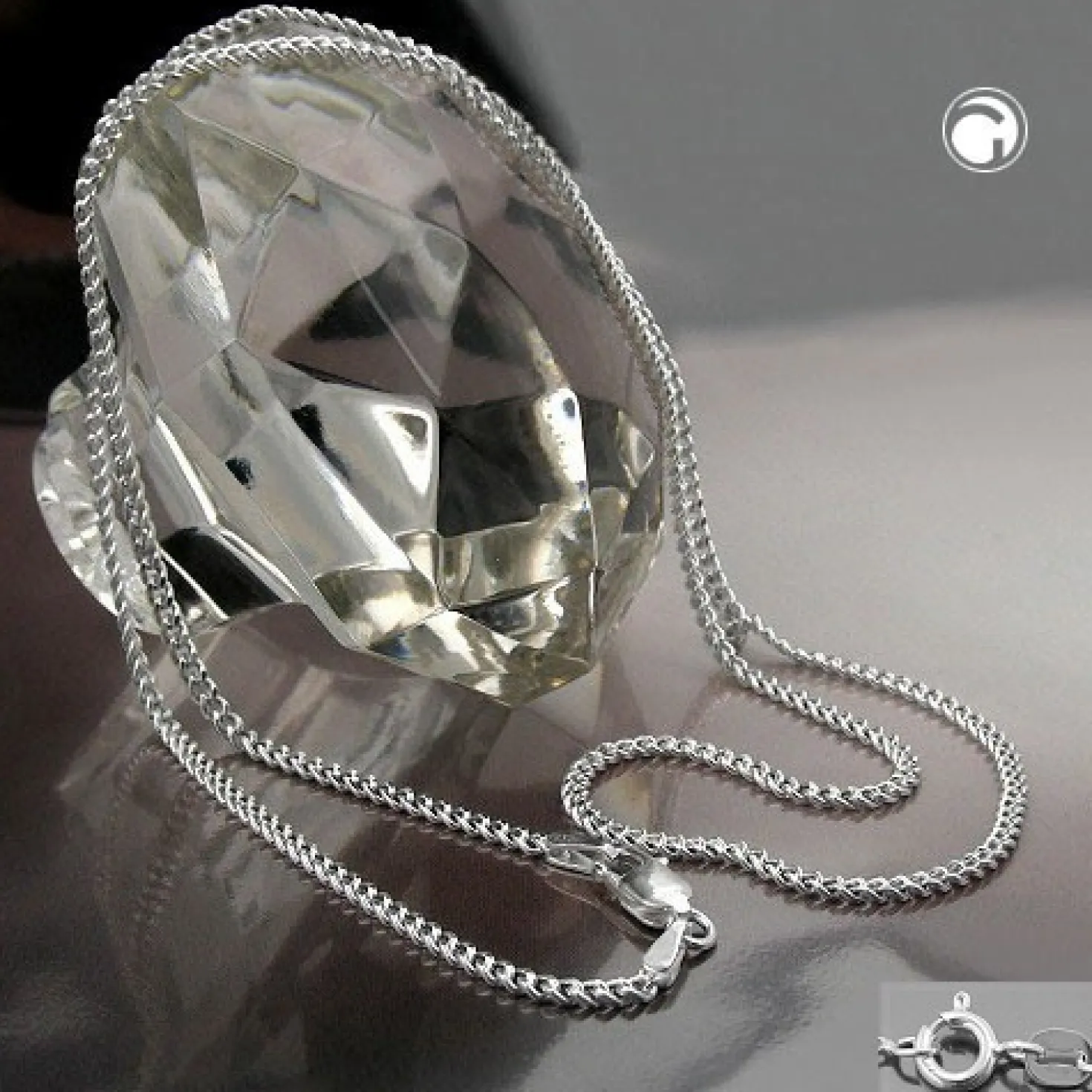 2mm Panzerkette Kette Collier Halskette, 925 Silber, diamantiert 60cm