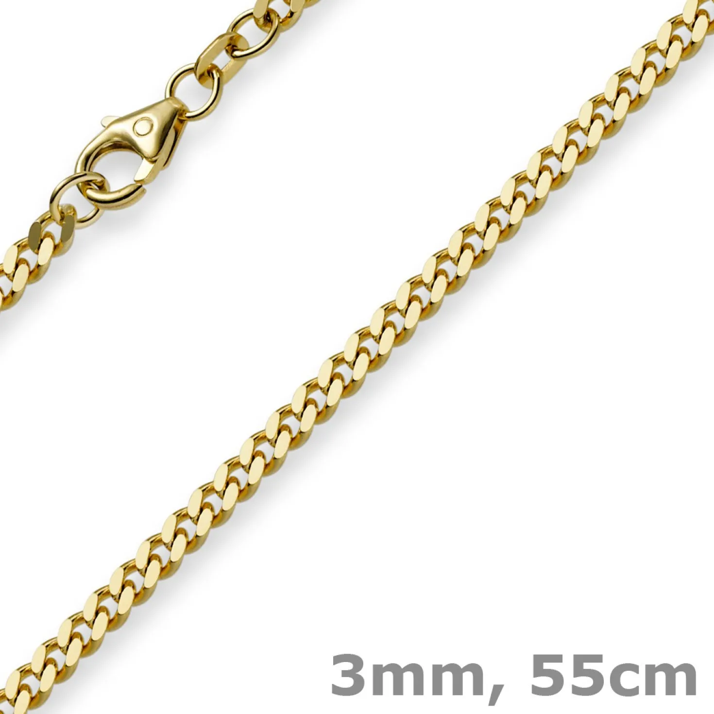 3mm Panzerkette Kette Collier aus 585 Gold Gelbgold, Goldkette, 55cm