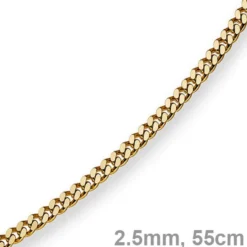 2,5mm Panzerkette Kette Collier aus 750 Gold Gelbgold, Goldkette, 55cm
