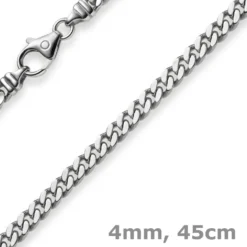 4mm Panzerkette Kette Collier aus 585 Gold Weißgold, Goldkette, 45cm