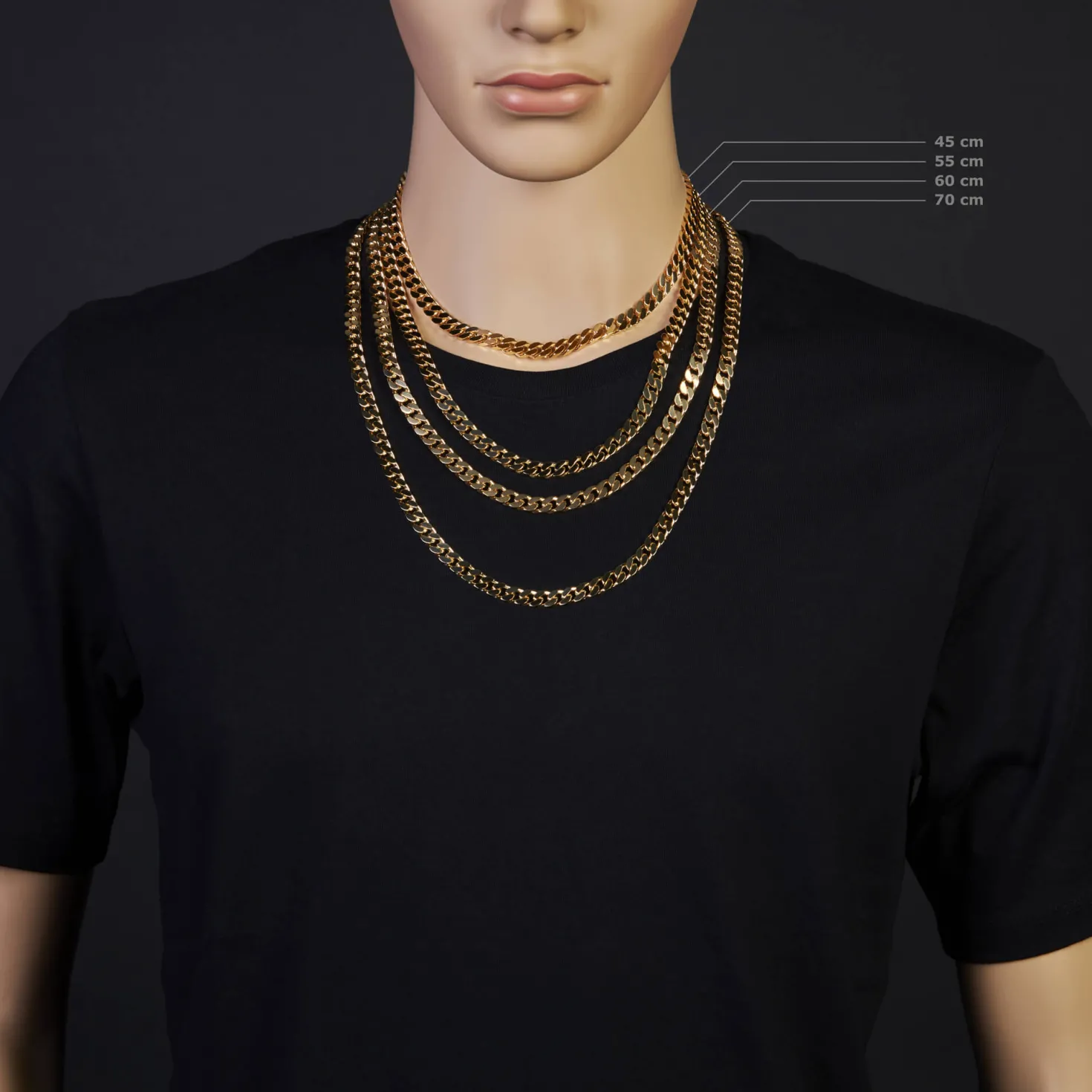 7mm Panzerkette Kette Collier aus 585 Gold Gelbgold, Goldkette, 60cm
