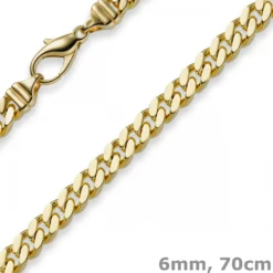 6mm Panzerkette Kette Collier aus 585 Gold Gelbgold Goldkette 70cm Herren