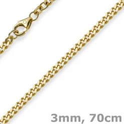 3mm Panzerkette Kette Collier aus 750 Gold Gelbgold Goldkette 70cm Unisex