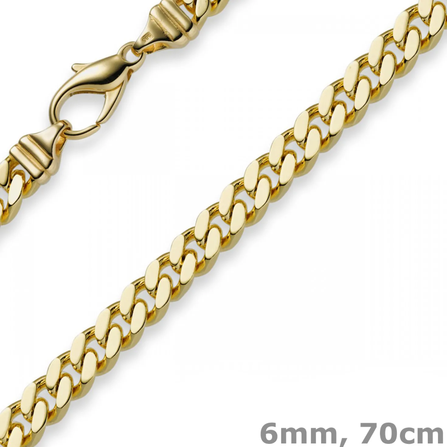 6mm Panzerkette Kette Collier aus 750 Gold Gelbgold Goldkette 70cm Herren