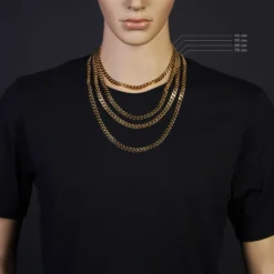 7mm Panzerkette Kette Collier aus 585 Gold Gelbgold, Goldkette, 55cm