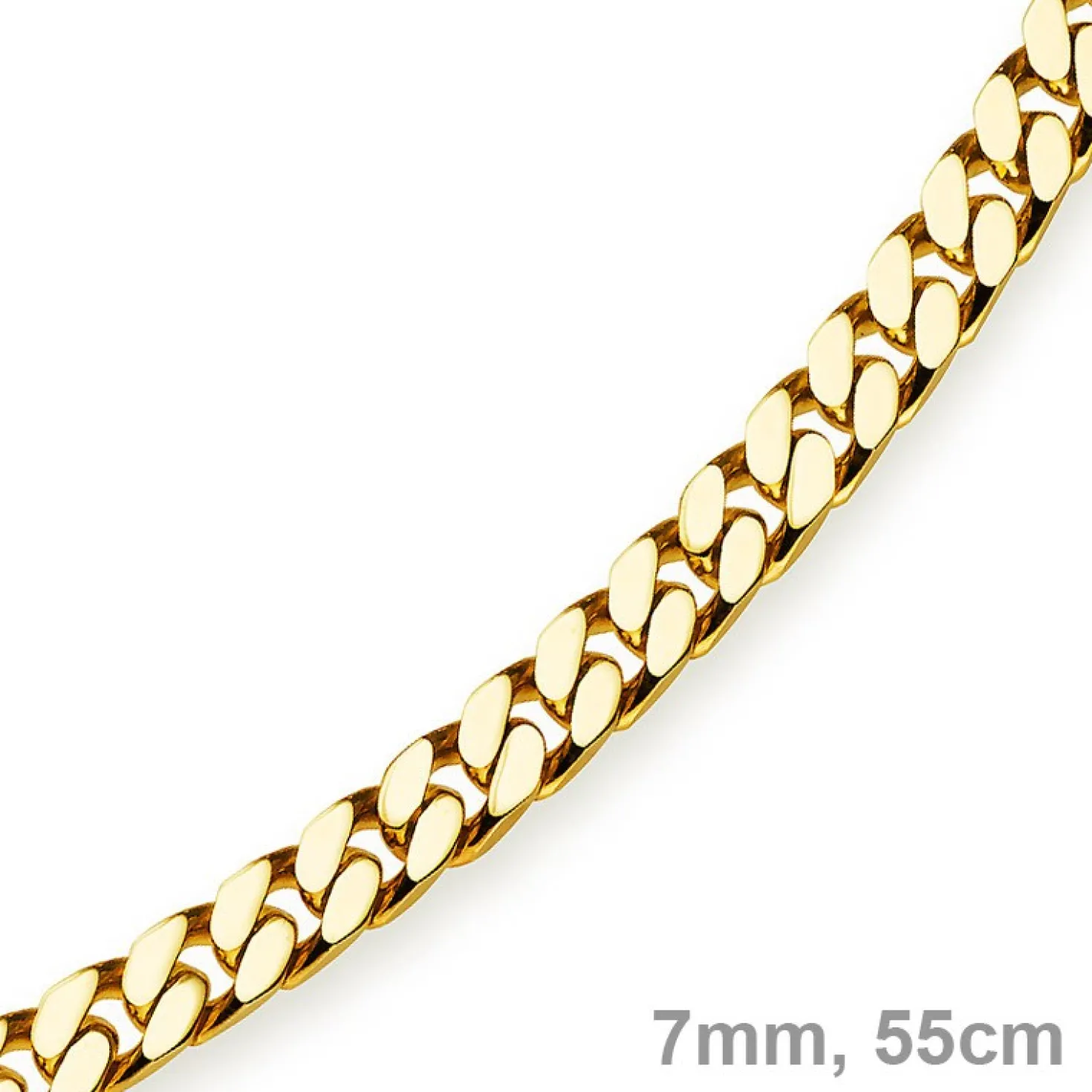 7mm Panzerkette Kette Collier aus 585 Gold Gelbgold, Goldkette, 55cm