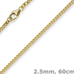 2,5mm Panzerkette Kette Collier aus 750 Gold Gelbgold, Goldkette, 60cm