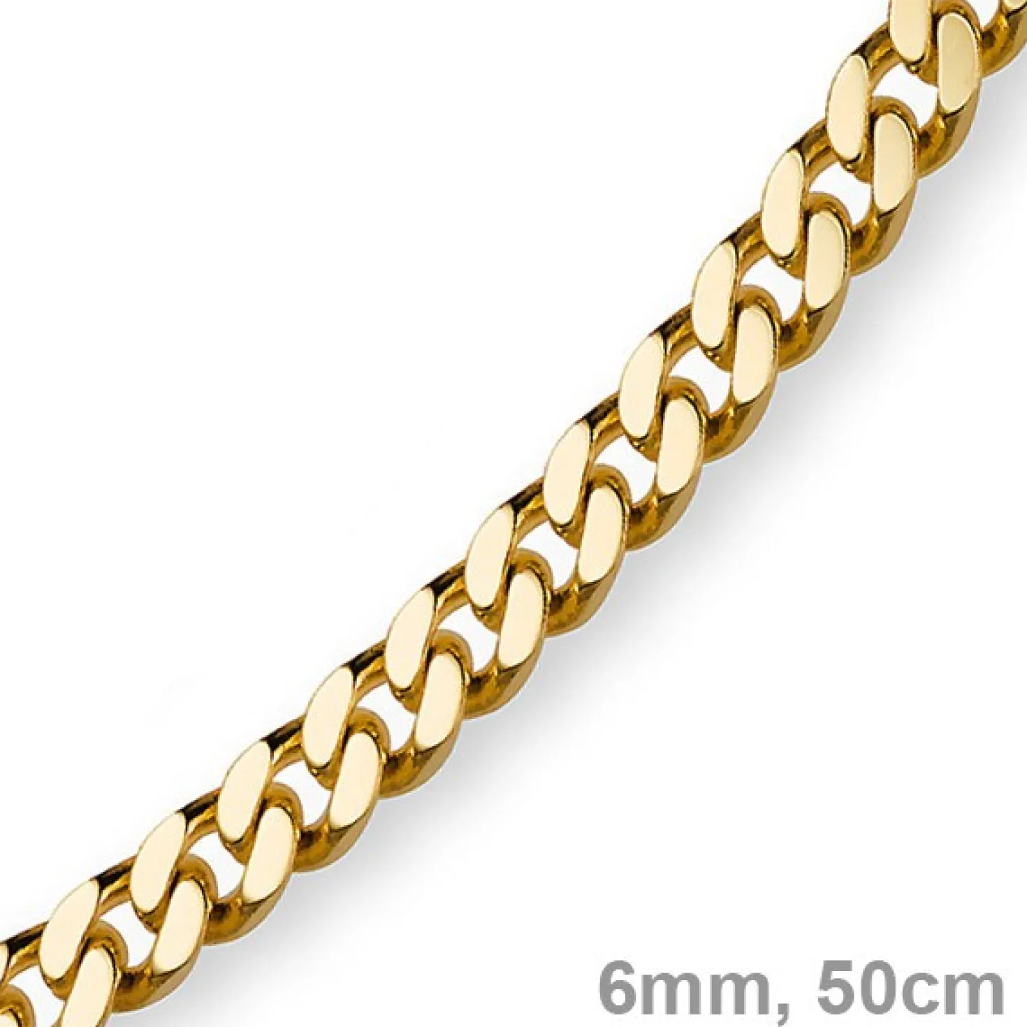 6mm Panzerkette Kette Collier aus 585 Gold Gelbgold, Goldkette, 50cm
