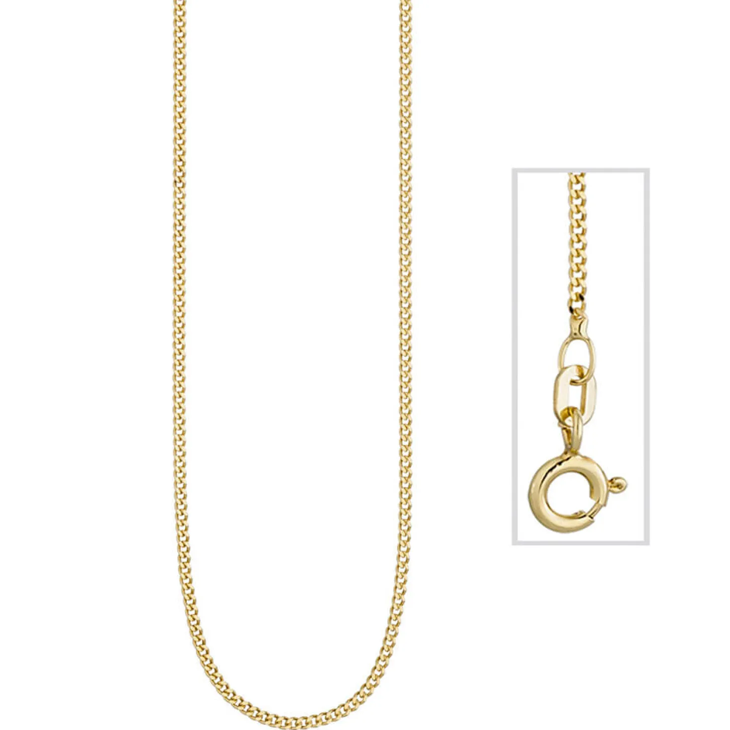 1,3mm Panzerkette Kette Halskette Collier aus 925 Silber gelbgold vergoldet 45cm