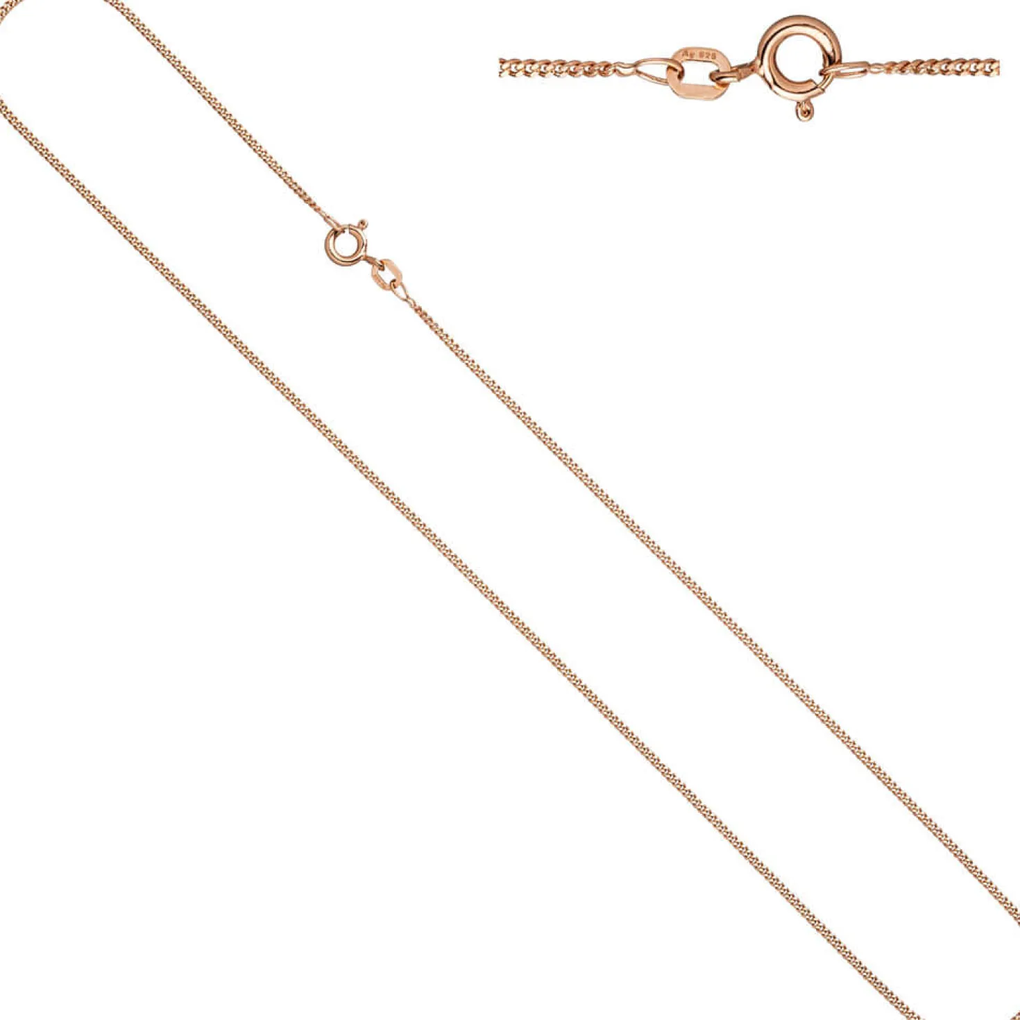 1,3mm Panzerkette Kette Halskette Collier aus 925 Silber rotgold vergoldet 50cm