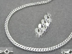 1,7mm Panzerkette Kette, 925 Silber, Silberkette, diamantiert, 55 cm