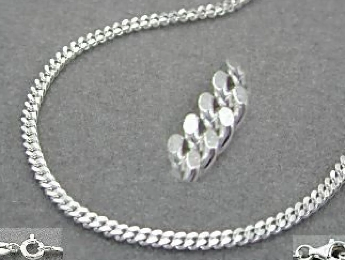 1,7mm Panzerkette Kette, 925 Silber, Silberkette, diamantiert, 55 cm