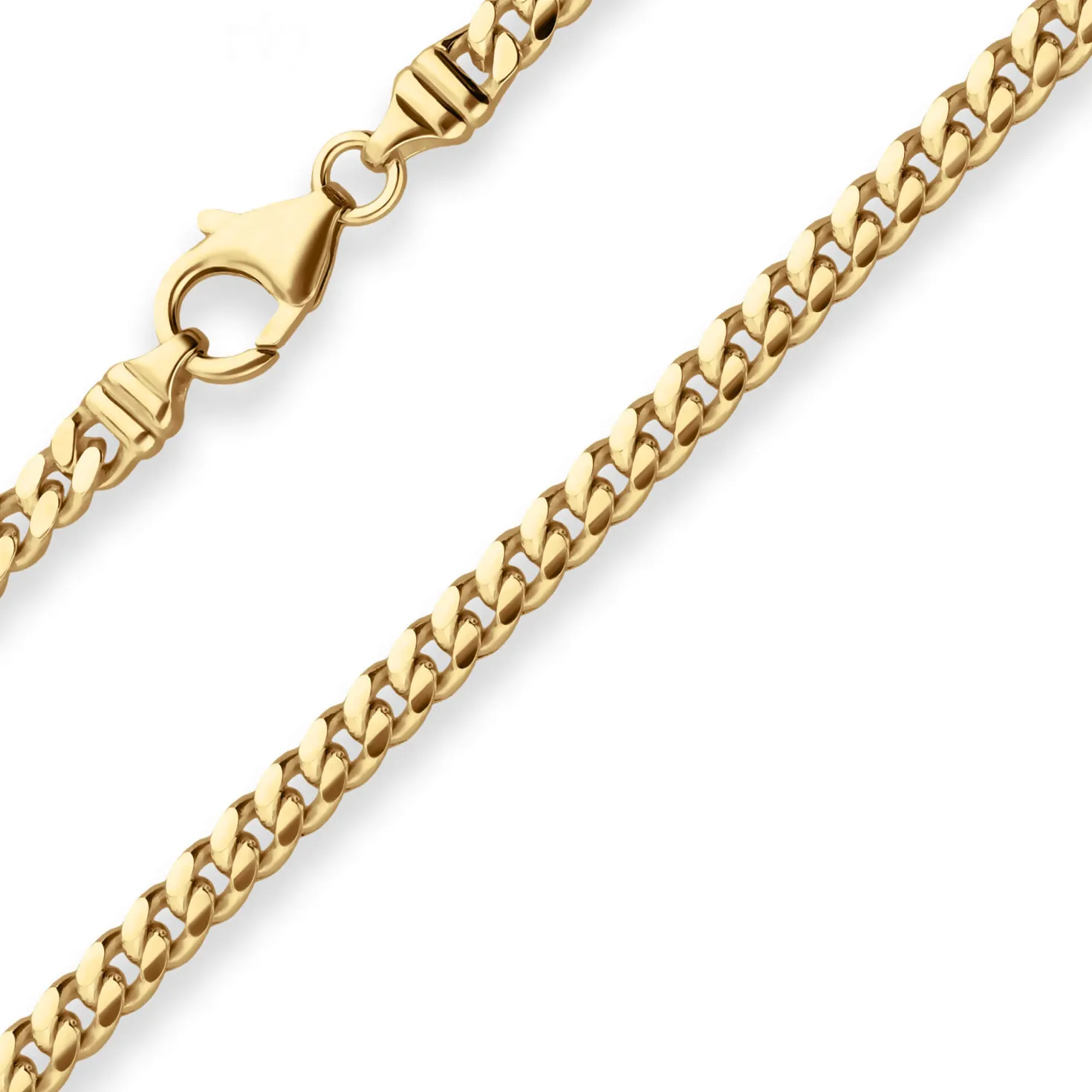 4mm Panzerkette oval diamantiert Collier Halskette aus 585 Gold Gelbgold 60cm
