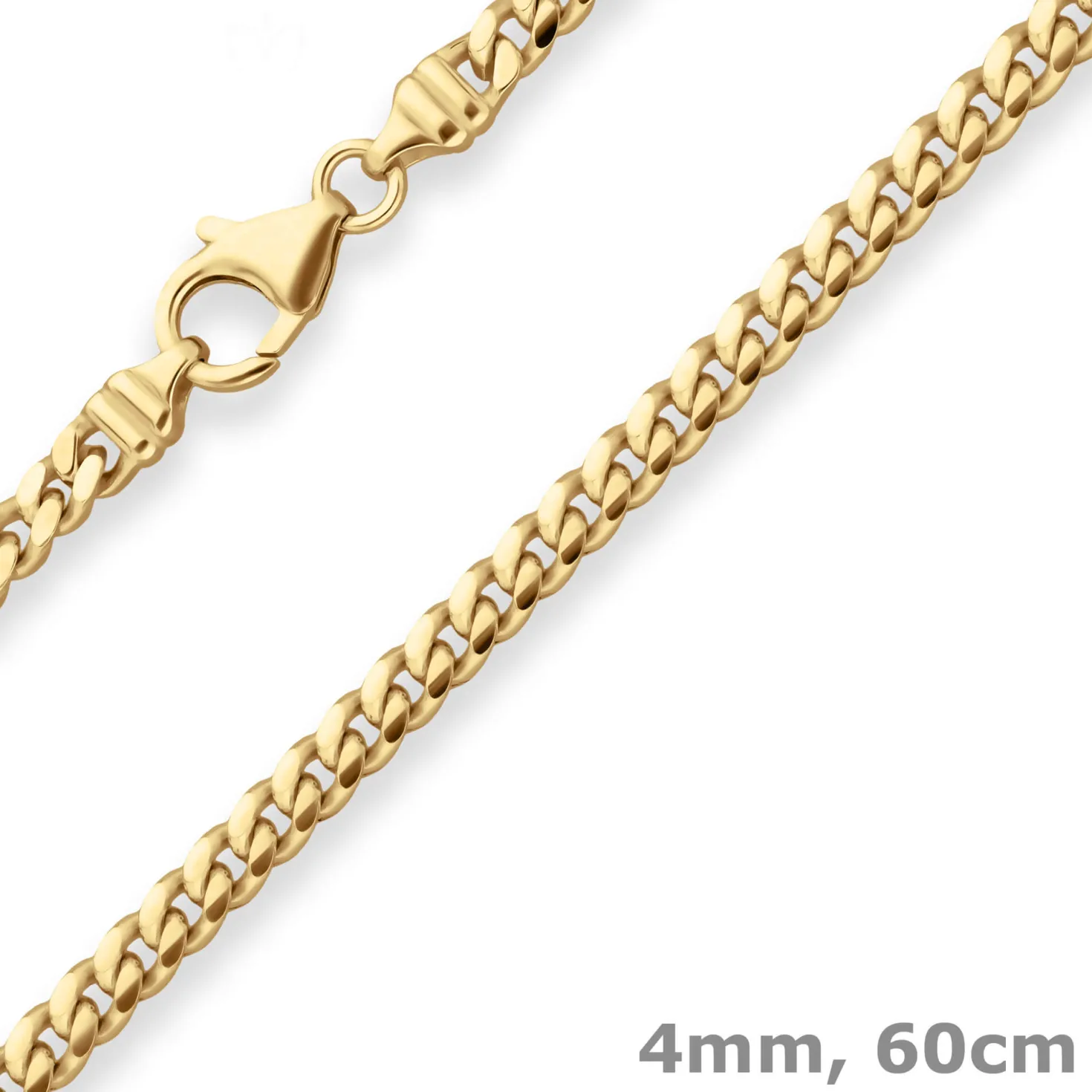 4mm Panzerkette oval diamantiert Collier Halskette aus 585 Gold Gelbgold 60cm