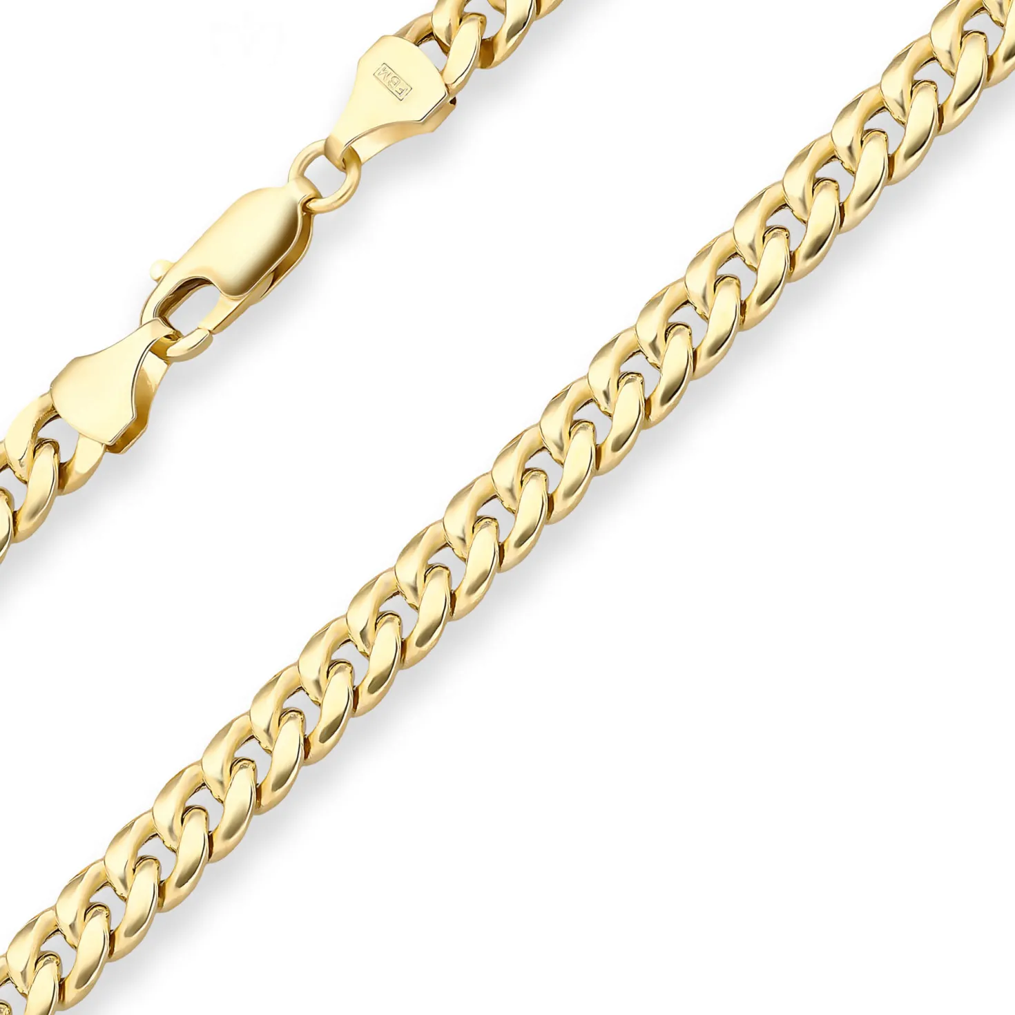 6mm Panzerkette oval diamantiert Kette Collier aus 585 Gold Gelbgold 45cm