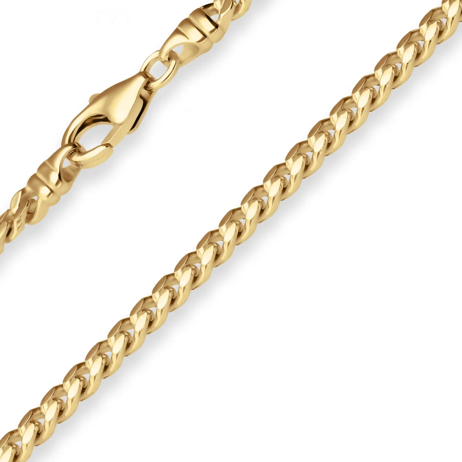 4mm Panzerkette oval diamantiert Collier Halskette aus 585 Gold Gelbgold 50cm