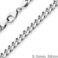 5,3mm Panzerkette oval diamantiert Kette Collier aus 925 Silber rhodiniert 50cm