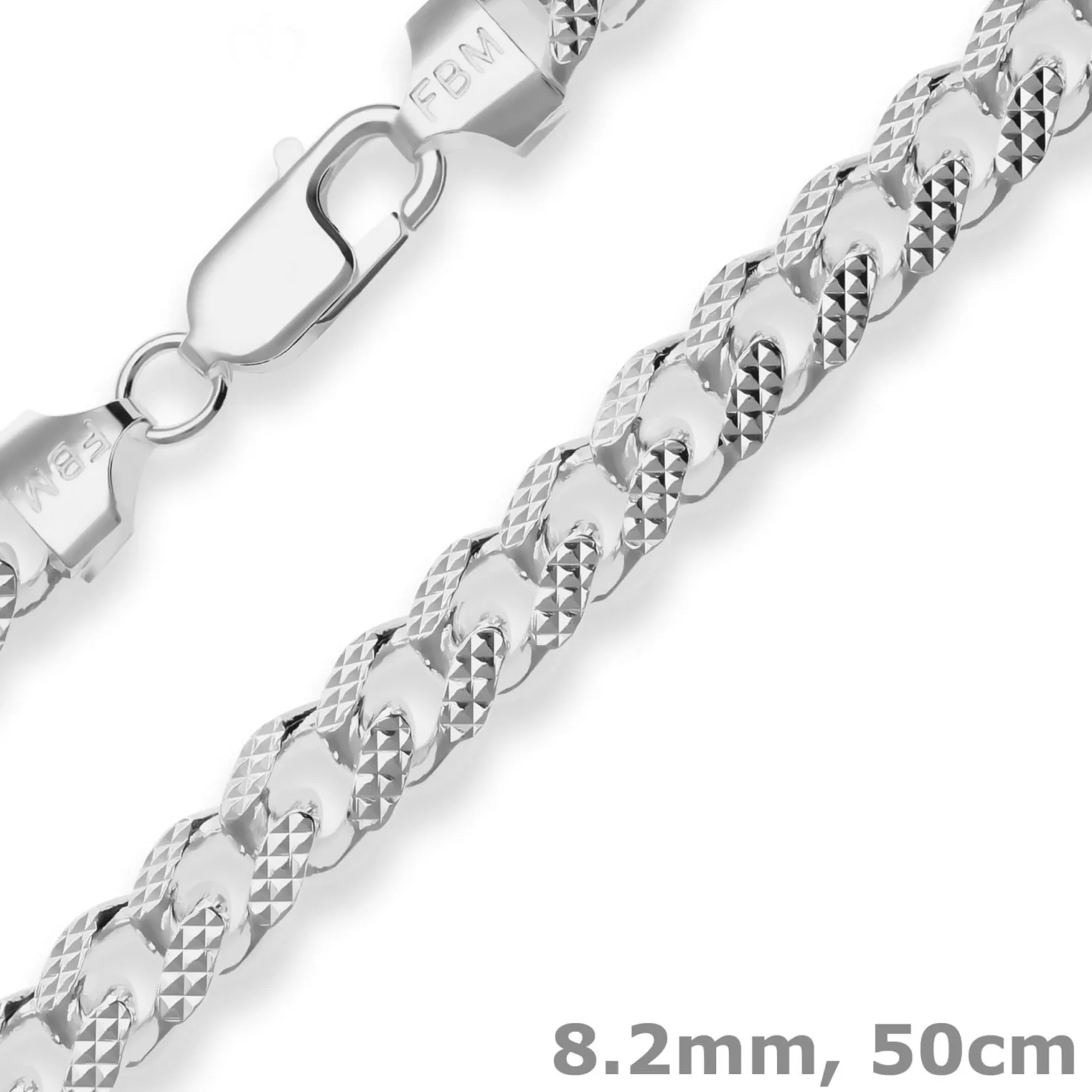 8,2mm Panzerkette oval Silberkette Collier Halskette aus 925 Silber 50cm