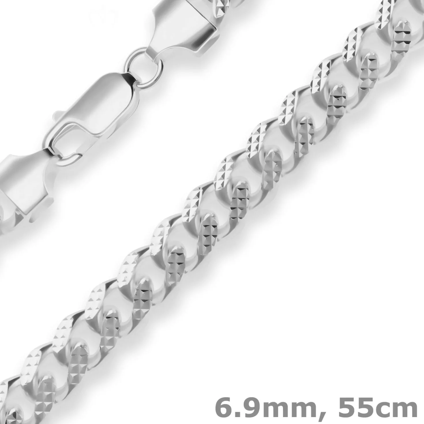 6,9mm Panzerkette oval Silberkette Collier Halskette aus 925 Silber 55cm