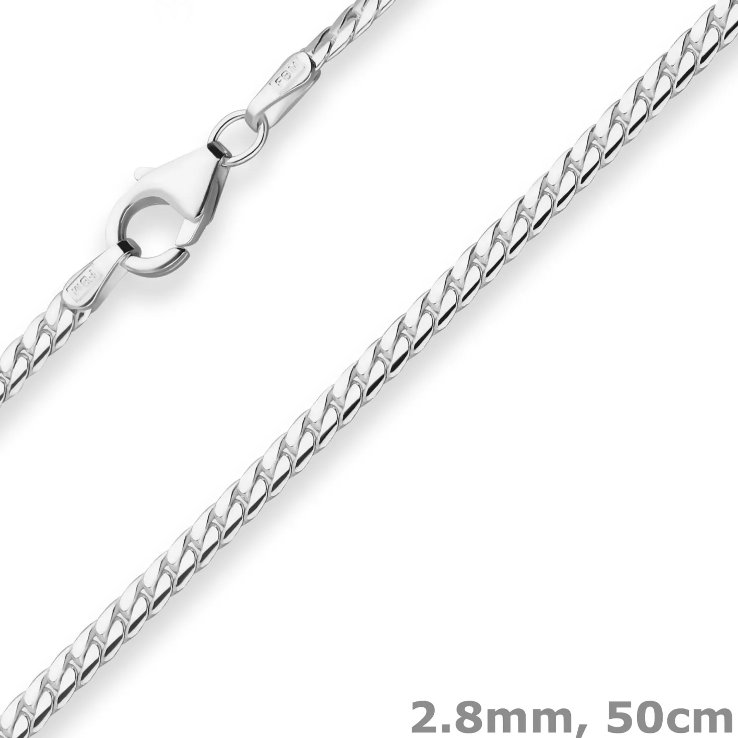 2,8mm Panzerkette oval Silberkette Collier Halskette aus 925 Silber 50cm