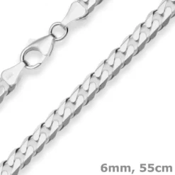 6mm Panzerkette Silberkette Collier Halskette aus 925 Silber 55cm