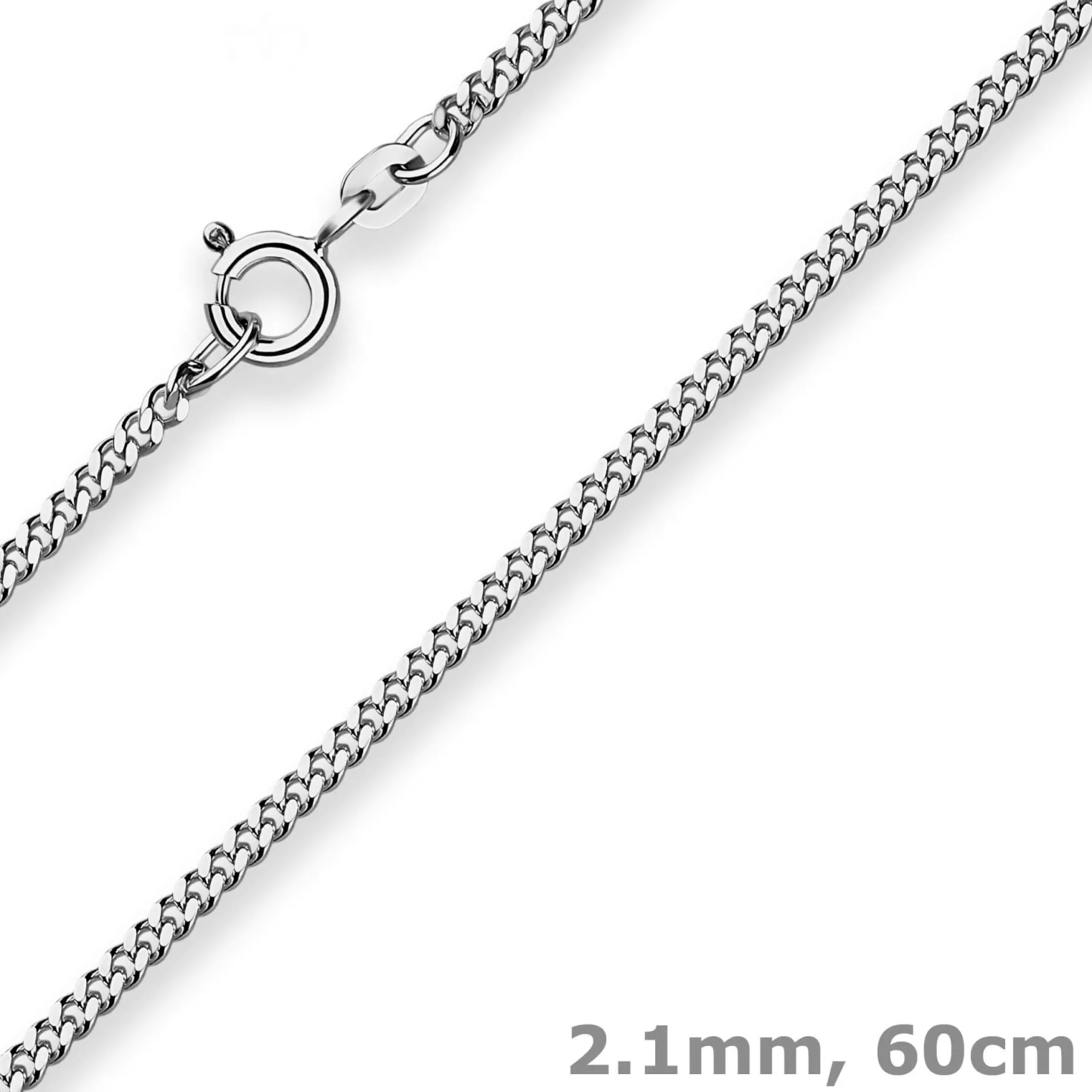 2,1mm Panzerkette Silberkette Collier Halskette aus 925 Silber rhodiniert 60cm