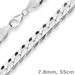 7,8mm Panzerkette Silberkette Collier Halskette aus 925 Silber 55cm