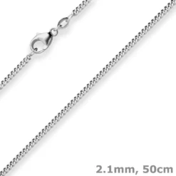 2,1mm Panzerkette Silberkette Collier Halskette aus 925 Silber rhodiniert 50cm