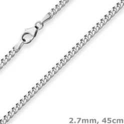 2,7mm Panzerkette Silberkette Collier Halskette aus 925 Silber rhodiniert 45cm