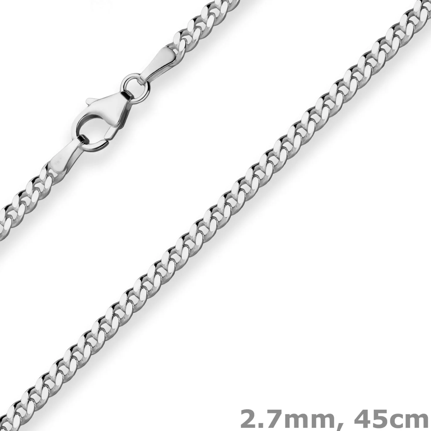 2,7mm Panzerkette Silberkette Collier Halskette aus 925 Silber rhodiniert 45cm