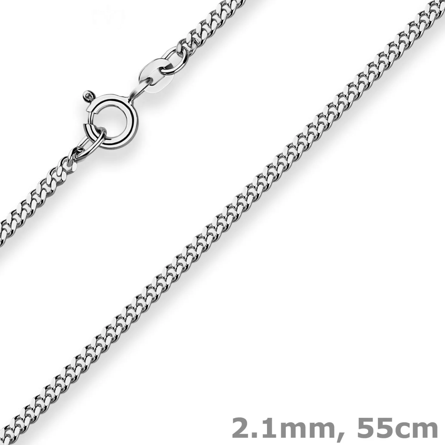 2,1mm Panzerkette Silberkette Collier Halskette aus 925 Silber rhodiniert 55cm