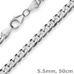 5,5mm Panzerkette Silberkette Collier Halskette aus 925 Silber rhodiniert 50cm