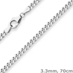 3,3mm Panzerkette Silberkette Collier Halskette aus 925 Silber 70cm