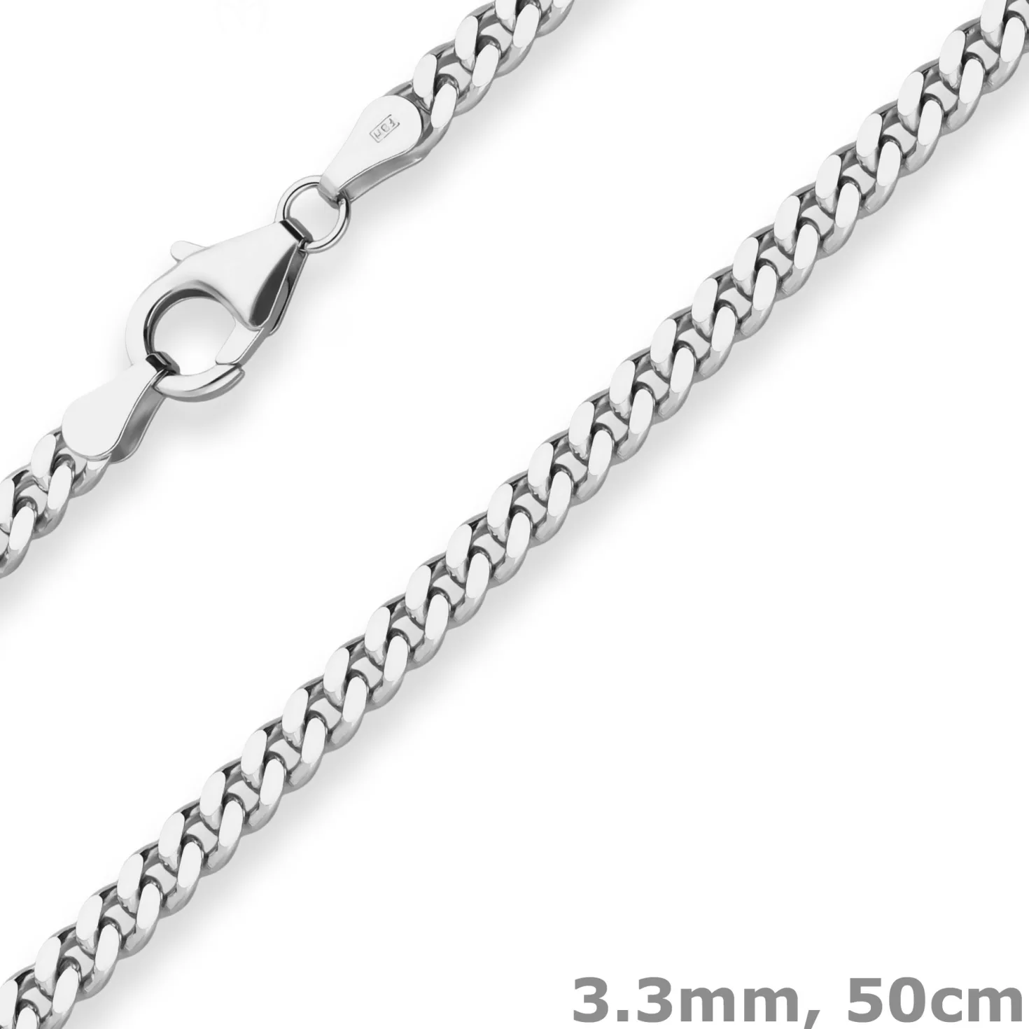 3,3mm Panzerkette Silberkette Collier Halskette aus 925 Silber 50cm