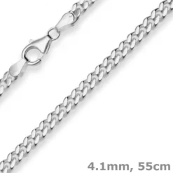 4,1mm Panzerkette Silberkette Collier Halskette aus 925 Silber rhodiniert 55cm