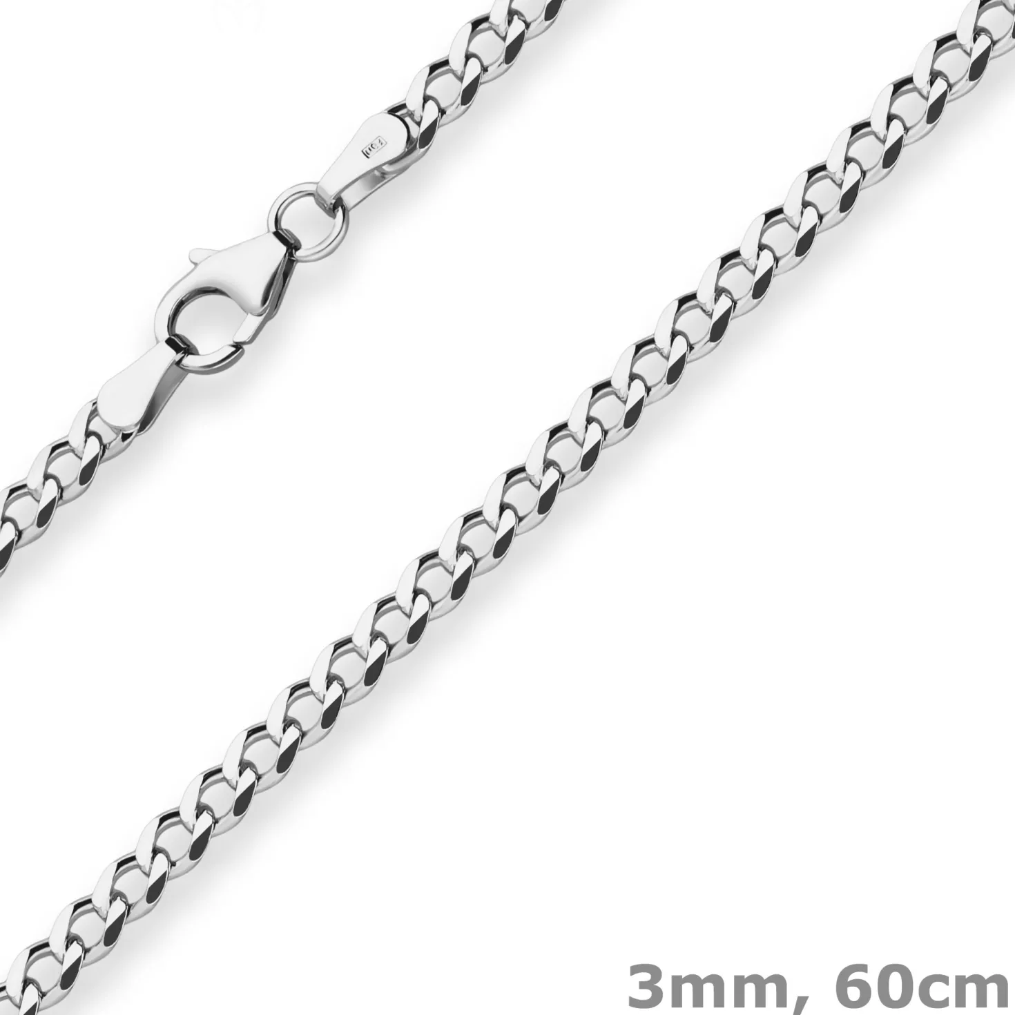 3mm Panzerkette Silberkette Collier Halskette aus 925 Silber 60cm
