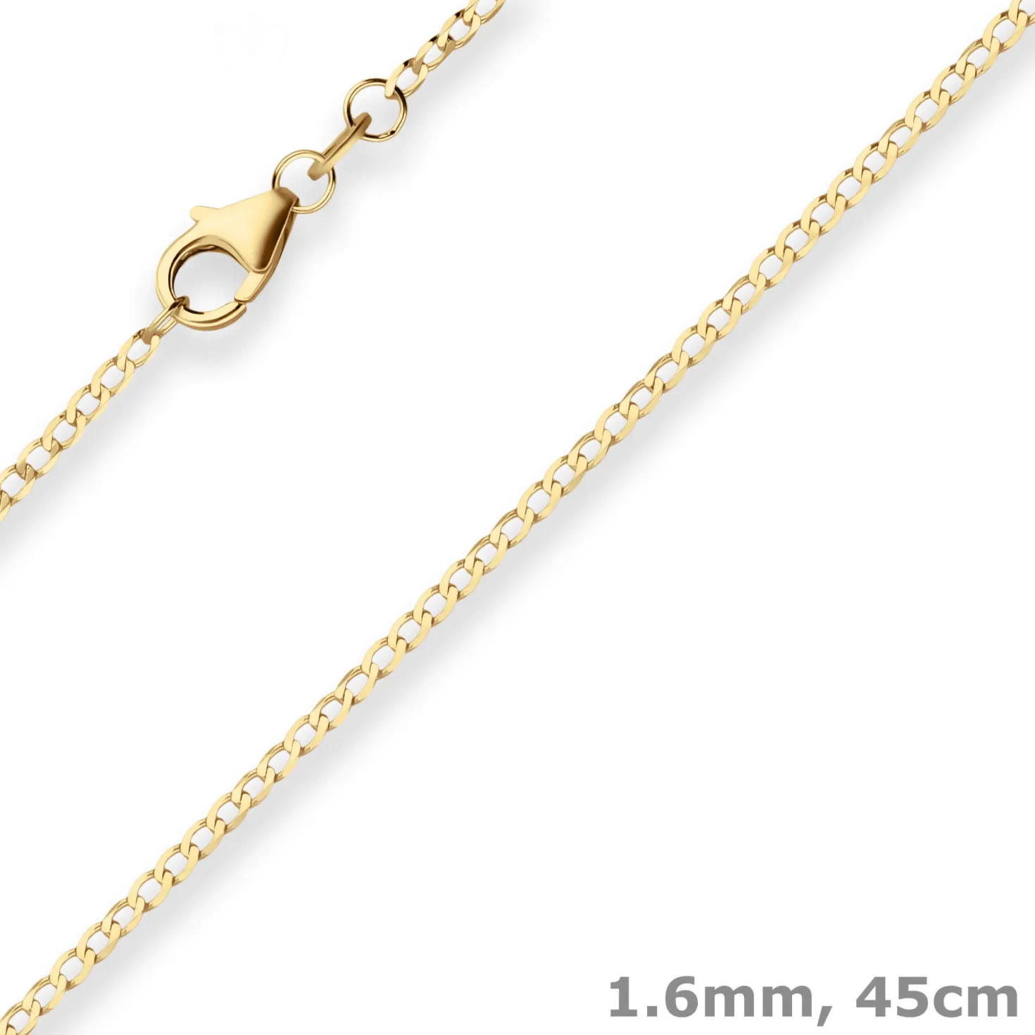 1,6mm Panzerkette weit Collier Halskette aus 585 Gold Gelbgold 45cm