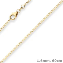 1,6mm Panzerkette weit Collier Halskette aus 585 Gold Gelbgold 60cm