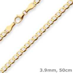 3,9mm Panzerkette weit Goldkette Collier Halskette aus 585 Gold Gelbgold 50cm