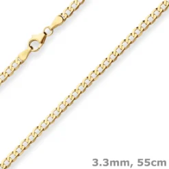 3,3mm Panzerkette weit Goldkette Collier Halskette aus 375 Gold Gelbgold 55cm
