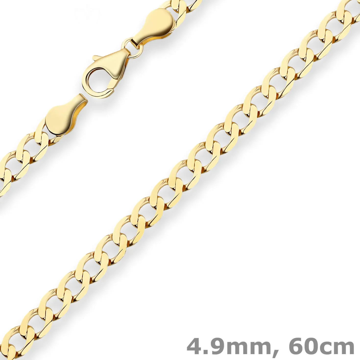 4,9mm Panzerkette weit Kette Collier Halskette aus 585 Gold Gelbgold 60cm