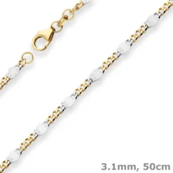3,1mm Panzerstegkette Collier Halskette aus 585 Gold Gelbgold 50cm