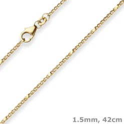 1,5mm Panzerstegkette Goldkette Collier Halskette aus 333 Gold Gelbgold 42cm