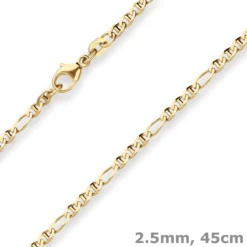 2,5mm Panzerstegkette Goldkette Collier Halskette aus 375 Gold Gelbgold 45cm
