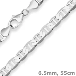 6,5mm Panzerstegkette Silberkette Collier Halskette aus 925 Silber 55cm