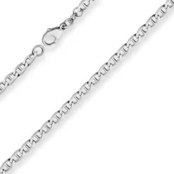 4mm Panzerstegkette Silberkette Collier Halskette aus 925 Silber rhodiniert 45cm