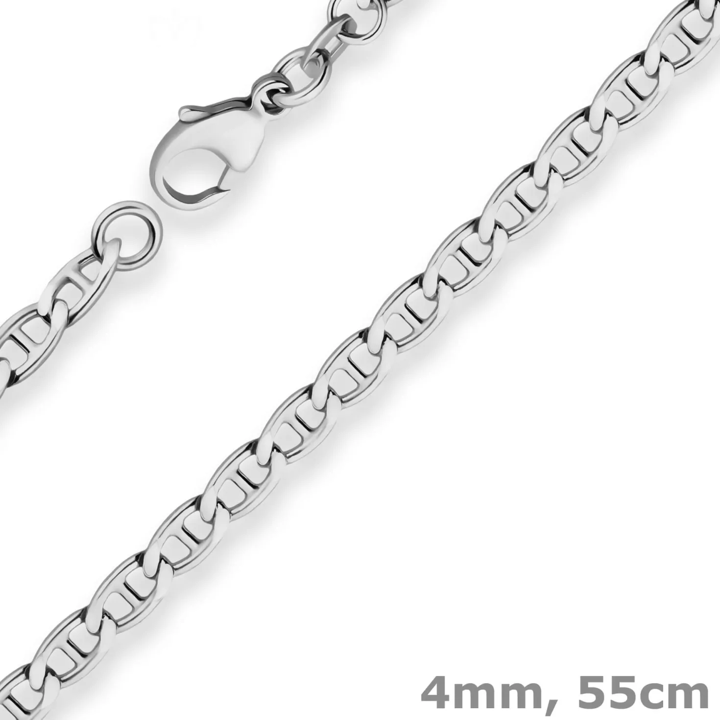 4mm Panzerstegkette Silberkette Collier Halskette aus 925 Silber rhodiniert 55cm