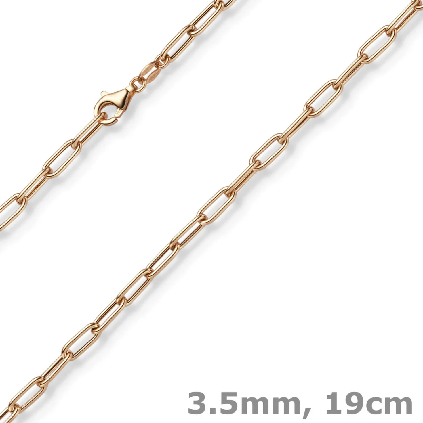 3,5mm Paper Clip Anker weit Armband Armkette aus 585 Gold Rotgold 19cm