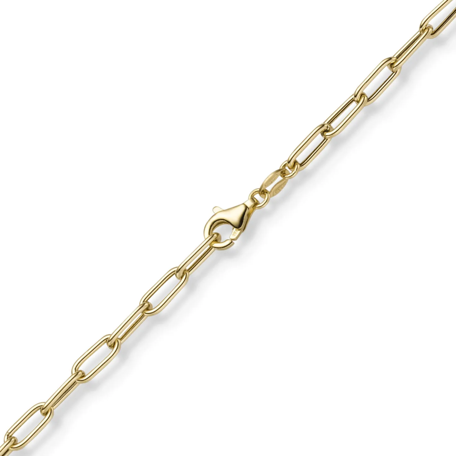 3,5mm Paper Clip Anker weit Armband Armkette aus 585 Gold Gelbgold 19cm